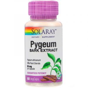 Пиджеум (африканская слива), Pygeum Africanum, Solaray, экстракт, 50 мг, 60 капсул (Default)