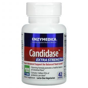 Противокандидное средство, Candidase, Extra Strength, Enzymedica, 42 капсулы