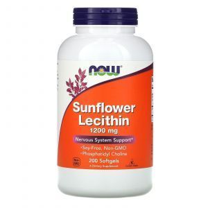 Подсолнечный лецитин, Sunflower Lecithin, Now Foods, 1200 мг, 200 гелевых капсул