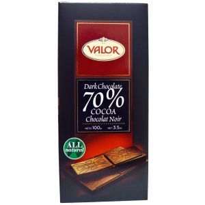 Темный шоколад 70% какао, Dark Chocolate, Valor, 100 г