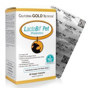 Пробиотики для котов и собак, LactoBif Pet, 5 миллиардов КОЕ, California Gold Nutrition, 60 капсул