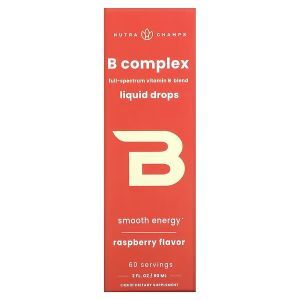 Комплекс витаминов группы В, B Complex, NutraChamps, Raspberry, аромат малины, 60 мл.