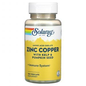 Цинк и медь, Zinc Copper, Solaray, 100 капсул