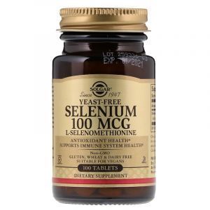 Селен без дрожжей, Selenium, Solgar, 100 мкг, 100 таблеток
