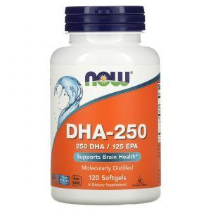 Докозагексаеновая кислота (ДГК), DHA-250, Now Foods, 120 гелевых капсул
