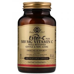 Витамин С плюс, Ester-C Plus, Solgar, 500 мг, 100 растительных капсул