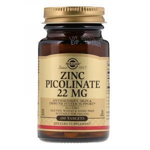 Пиколинат цинка (Zinc Picolinate), Solgar, 100 таблеток (Default)