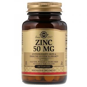 Глюконат цинка, Zinc, Solgar, 50 мг, 100 таблеток (Default)