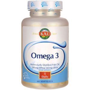Омега-3, Omega 3 Fish 180/120, Kal, 1000 мг, 60 гелевых капсул