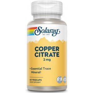 Медь цитрат, Cooper Citrate, Solaray, 2 мг, 60 вегетарианских капсул
