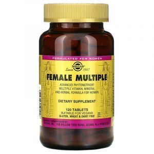 Мультивитамины, минералы и травы для женщин, Female Multiple, Solgar, 120 таблеток
