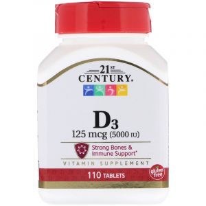 Витамин Д3, Vitamin D3, 21st Century, 5000 МЕ, 110 таб. (Default)
