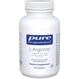 L-аргинин, l-Arginine, Pure Encapsulations, поддержка выработки оксида азота, поддержка иммунитета, памяти, здоровья сердца и здорового кровотока, 90 капсул