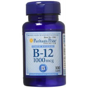 Vitamin B-12, Vitamin B-12, Puritan's Pride, 1000 mkq, 100 Kapsul