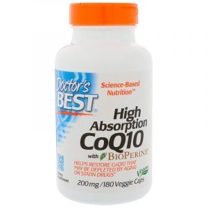 Коэнзим Q10, CoQ10, Doctor's Best, биоперин, 200 мг, 180 капсул (Default)