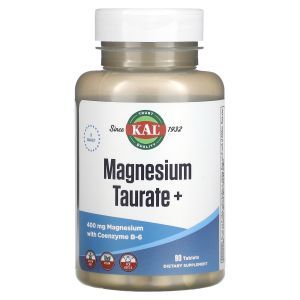 Таурат магния +, Magnesium Taurate+, KAL, 400 мг, 90 таблеток (200 мг на таблетку)