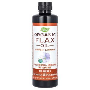 Льняное масло, Organic Flax Oil, Nature's Way, суперлигнан, органик, 480 мл