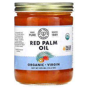 Красное пальмовое масло, Red Palm Oil, Pure Indian Foods, органик, веган, 375 мл