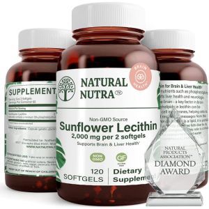 Подсолнечный лецитин, Sunflower Lecithin, Natural Nutra, 2000 мг, 120 гелевых капсул