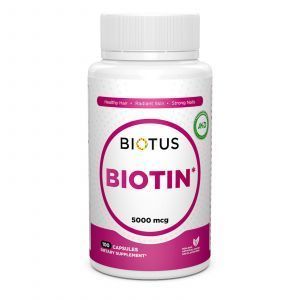 Биотин, Biotin, Biotus, 5000 мкг, 100 капсул