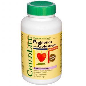 Пробиотики с молозивом, (ягодный вкус), ChildLife, 90 жев. табл. 