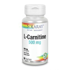 L-карнитин, L-Carnitine, Solaray, свободная форма, 500 мг, 30 вегетарианских капсул
