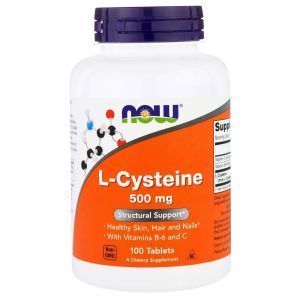 Цистеин, L-Cysteine, Now Foods, 500 мг, 100 таблеток