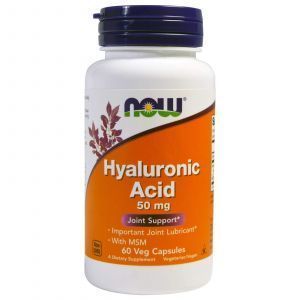 Гиалуроновая кислота и МСМ, Hyaluronic Acid, Now Foods, 50 мг, 60 к