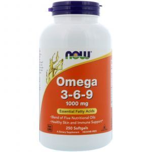 Омега 3 6 9, Omega 3-6-9, Now Foods, 1000 мг, 250 гелевых ка