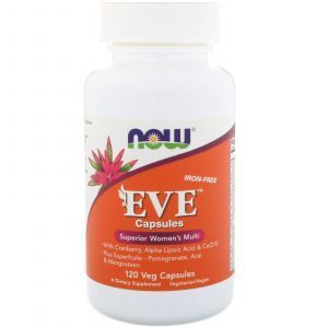 Витамины для женщин Ева, Eve Women's Multi, Now Foods, превосходный комплекс, без железа, 120 вегетарианских капсул