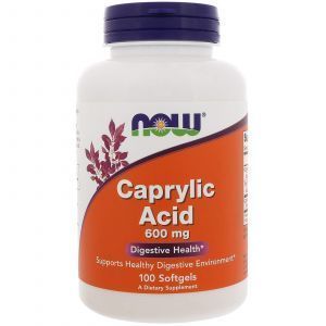 Каприловая кислота, Caprylic Acid, Now Foods, 600 мг, 100 капсул