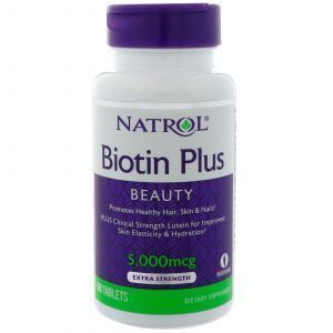 Биотин плюс лютеин, Biotin Plus with Lutein, Natrol, 60 таблет