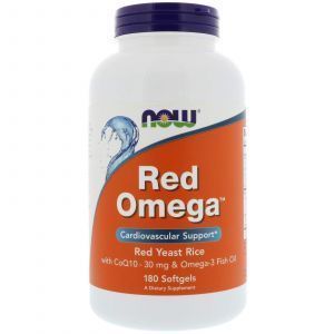 Красный рис, омега и коэнзим Q10, Red Omega, Now Foods, 30 мг, 180 капсул