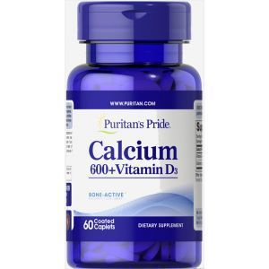 Кальций + витамин D, Calcium 600 + Vitamin D, Puritan's Pride, 600 мг / 125 МЕ, 60 каплет
