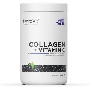 Коллаген + витамин С, Collagen + Vitamin C, OstroVit, вкус черной смородины, 400 г
