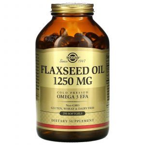 Льняное масло, Flaxseed Oil, Solgar, 1250 мг, 250 гелевых капсул