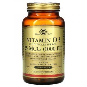 Vitamin D3 (xolekalsiferol), Vitamin D3, Solqar, 25 mkq (1000 IU), 250 kapsul