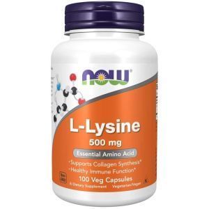 L-лизин, L-Lysine, Now Foods, 500 мг, 100 вегетарианских капсул
