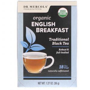 Чай «Английский завтрак», English Breakfast Black Tea, Dr. Mercola, 18 пакетиков, 36 г