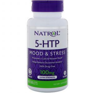 5-HTP 100 5-гидрокситриптофан , Natrol, замедленного высвобождения, 45 таблето