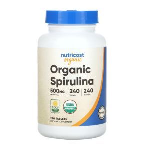 Спирулина, Organic Spirulina, Nutricost, органическая, 500 мг, 240 таблеток