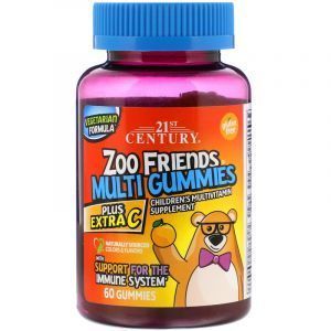 vitamini ilə uşaq multivitamin, Zoo Friends Multi Gummies, Plus Extra C, 21st Century, 60 Gummies