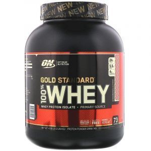 Сывороточный протеин, Gold Standard 100% Whey, Optimum Nutrition, клубника и сливки, 2,26 кг
