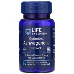 Ашваганда, Ashwagandha, Life Extension, экстракт, 60 капсул