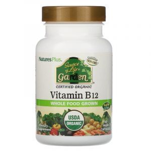 Витамин В-12, Vitamin B12, Nature's Plus, Source of Life Garden, органик, 60 капсул