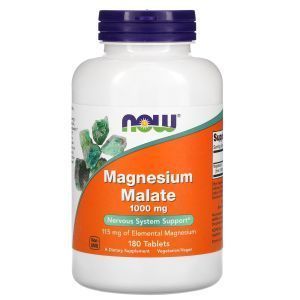 Магния малат, Magnesium Malate, Now Foods, 1000 мг, 180 таблеток