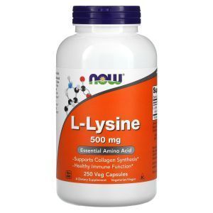 L-лизин, L-Lysine, Now Foods, 500 мг, 250 вегетарианских капсул
