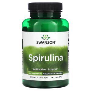 Спирулина, Greens Spirulina, Swanson, 500 мг, 180 таблеток