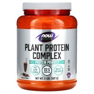 Протеин растительный, Plant Protein, Now Foods, комплекс из лебеды, гороха и конопли, вкус шоколадного мокко, 907 г