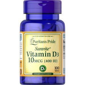 Витамин Д3, Vitamin D3, Puritan's Pride, 400 МЕ, 100 таблеток